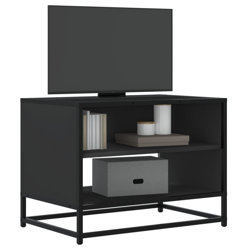 Szafka pod TV, czarna, 61x40x46 cm, materiał drewnopochodny