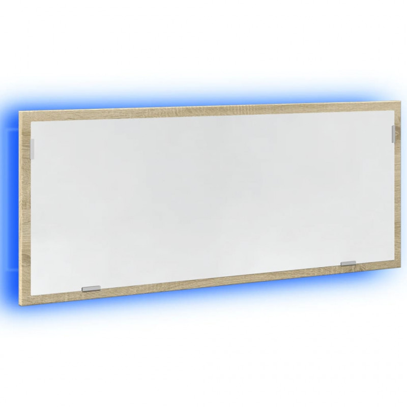 Lustro łazienkowe z LED, dąb sonoma, 100x8,5x37 cm