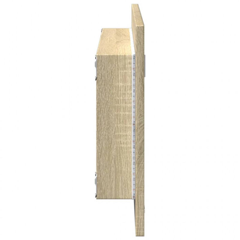 Lustro łazienkowe z LED, dąb sonoma, 100x8,5x37 cm