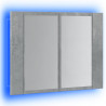 Szafka z lustrem i LED, szarość betonu, 60x12x45 cm
