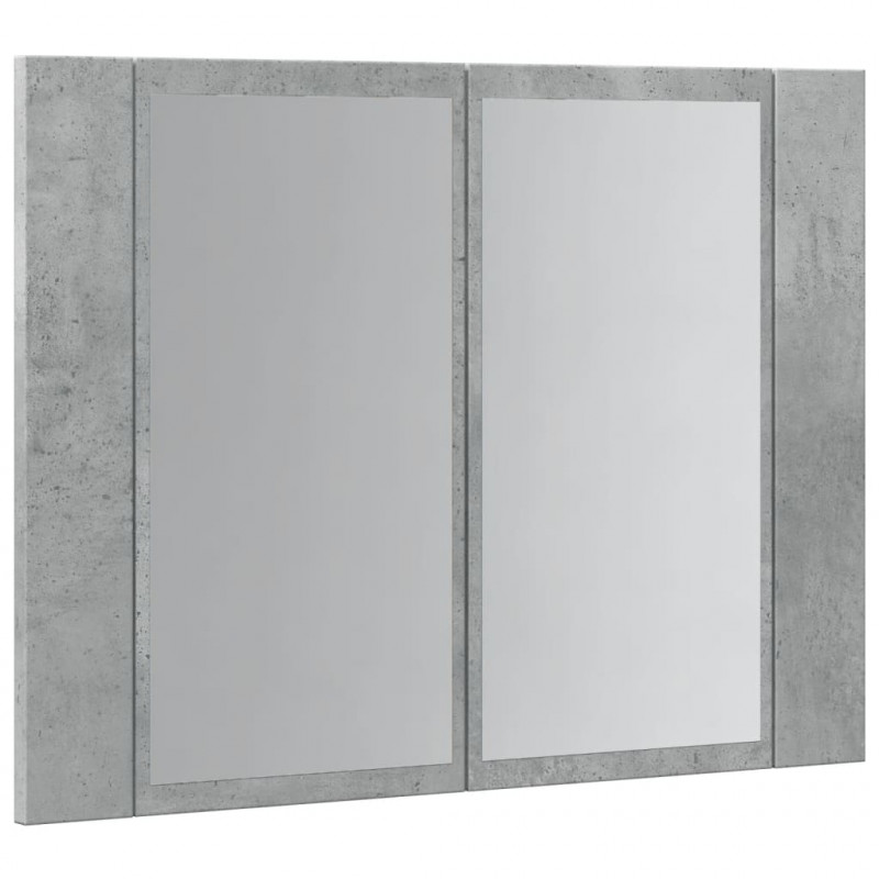 Szafka z lustrem i LED, szarość betonu, 60x12x45 cm