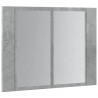 Szafka z lustrem i LED, szarość betonu, 60x12x45 cm