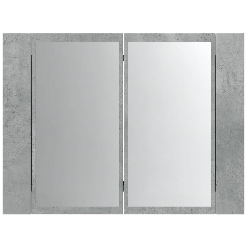 Szafka z lustrem i LED, szarość betonu, 60x12x45 cm