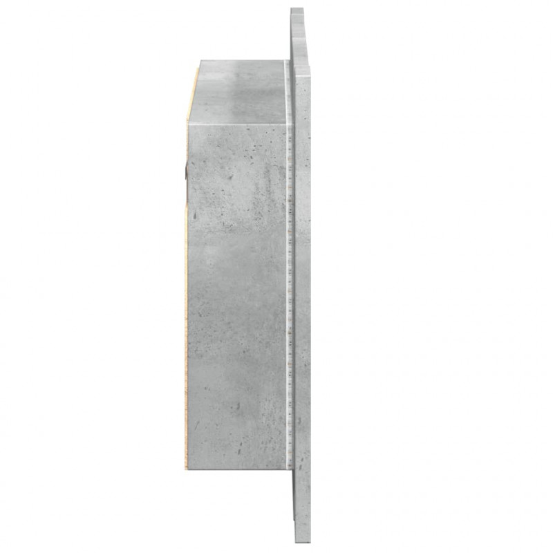 Szafka z lustrem i LED, szarość betonu, 60x12x45 cm