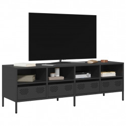 Szafka RTV, czarna, 135x39x43,5 cm, stal walcowana na zimno
