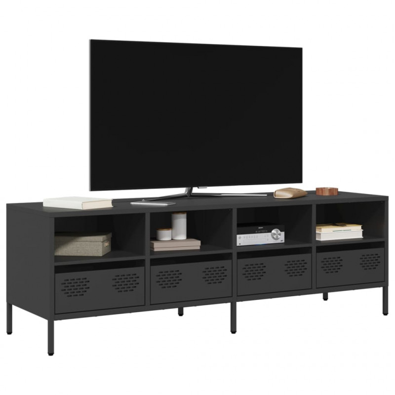 Szafka RTV, czarna, 135x39x43,5 cm, stal walcowana na zimno