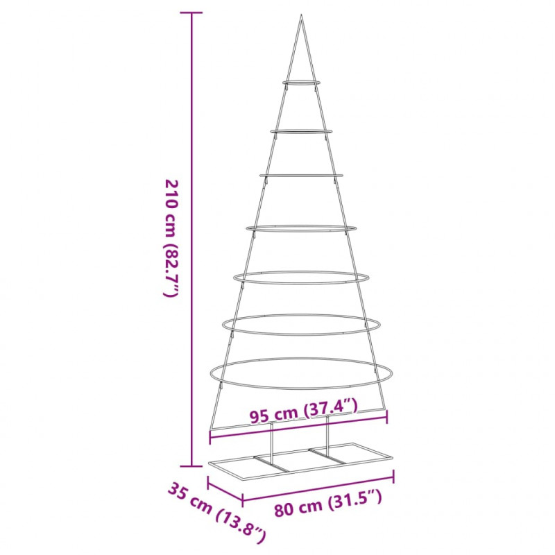 Metalowa choinka świąteczna, do dekoracji, czarna, 210 cm