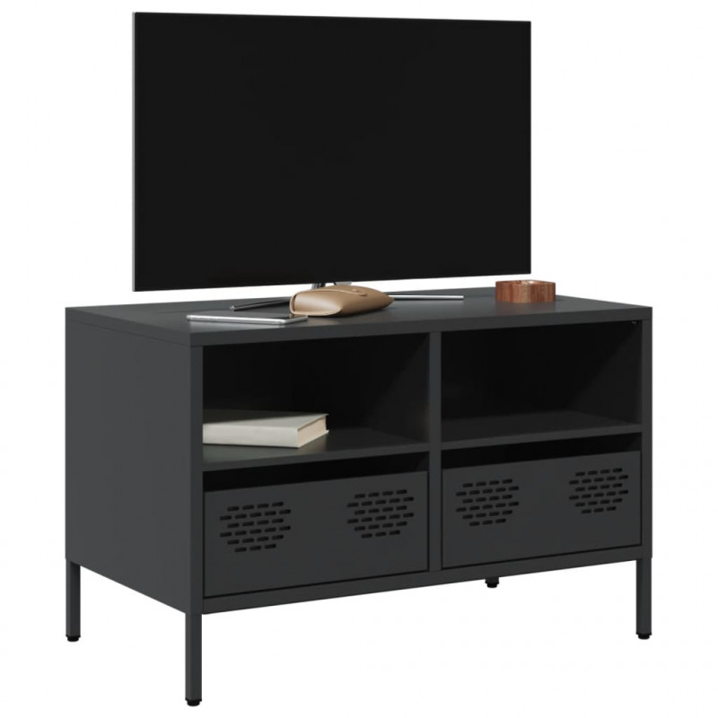 Szafka RTV, czarna, 68x39x43,5 cm, stal walcowana na zimno