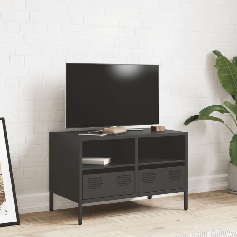 Szafka RTV, czarna, 68x39x43,5 cm, stal walcowana na zimno