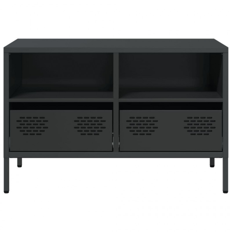 Szafka RTV, czarna, 68x39x43,5 cm, stal walcowana na zimno