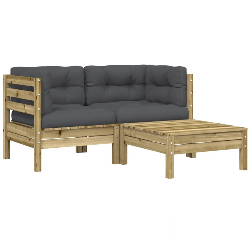 Sofa ogrodowa z poduszkami i podnóżkiem, 2-osobowa