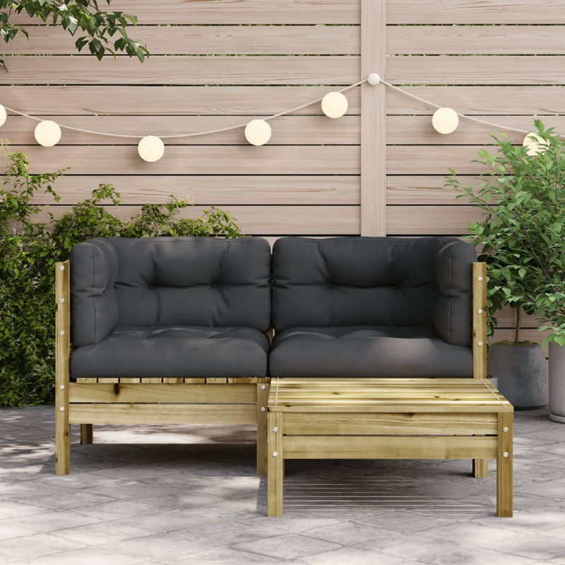Sofa ogrodowa z poduszkami i podnóżkiem, 2-osobowa