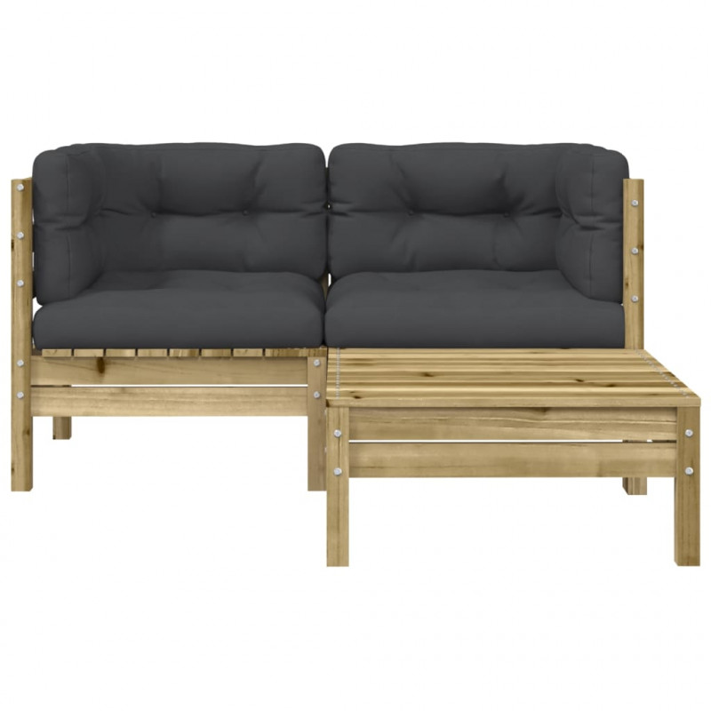 Sofa ogrodowa z poduszkami i podnóżkiem, 2-osobowa