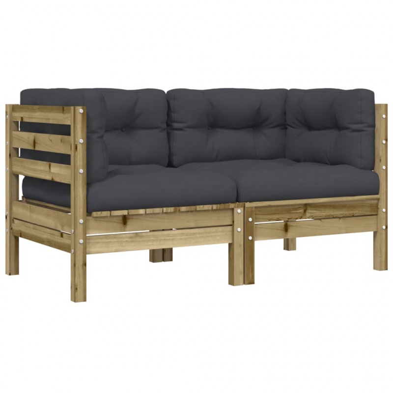 Sofa ogrodowa z poduszkami i podnóżkiem, 2-osobowa