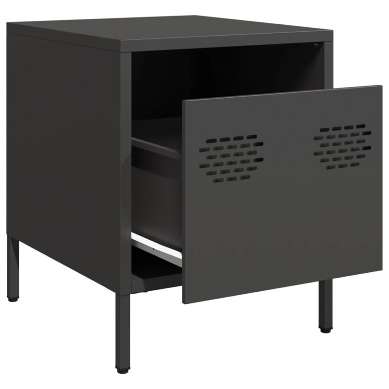 Szafki nocne, 2 szt., czarne, 35x39x43,5 cm, stal