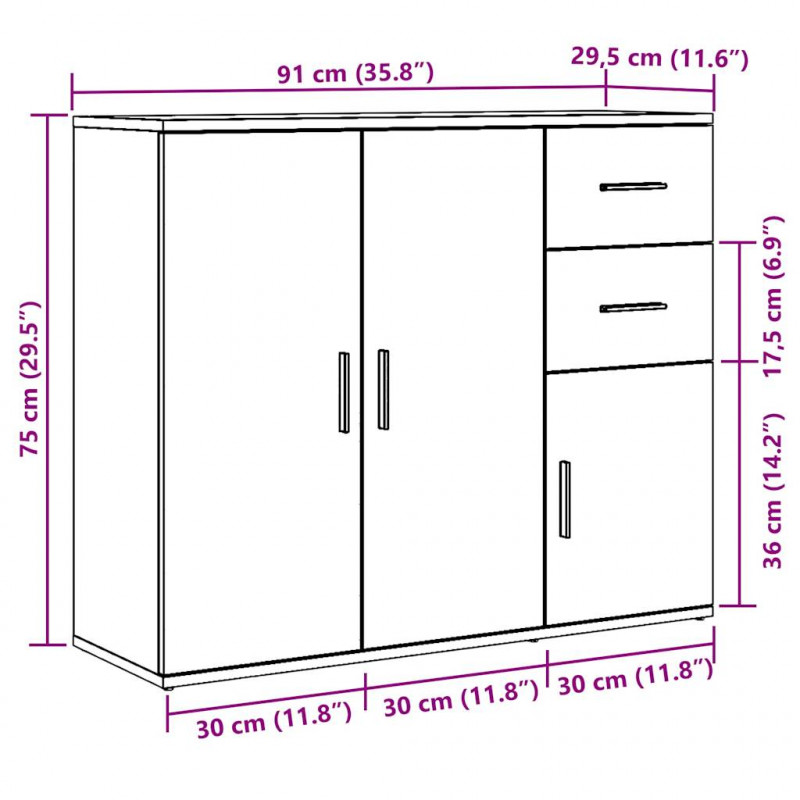 Szafka, stare drewno, 91x29,5x75 cm, materiał drewnopochodny