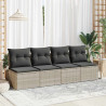 4-cz sofa ogrodowa z poduszkami, jasnoszary, rattan PE i akacja