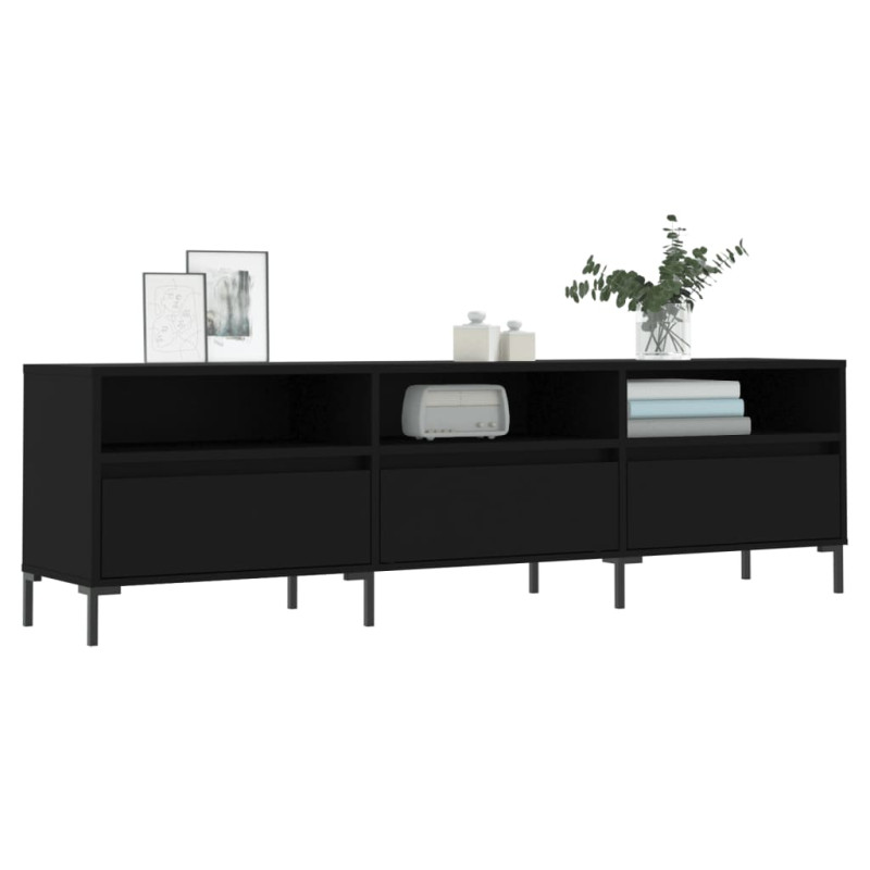 Szafka pod TV, czarna, 150x30x44,5 cm, materiał drewnopochodny