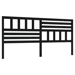 Wezgłowie łóżka, czarne, 206x4x100 cm, lite drewno sosnowe