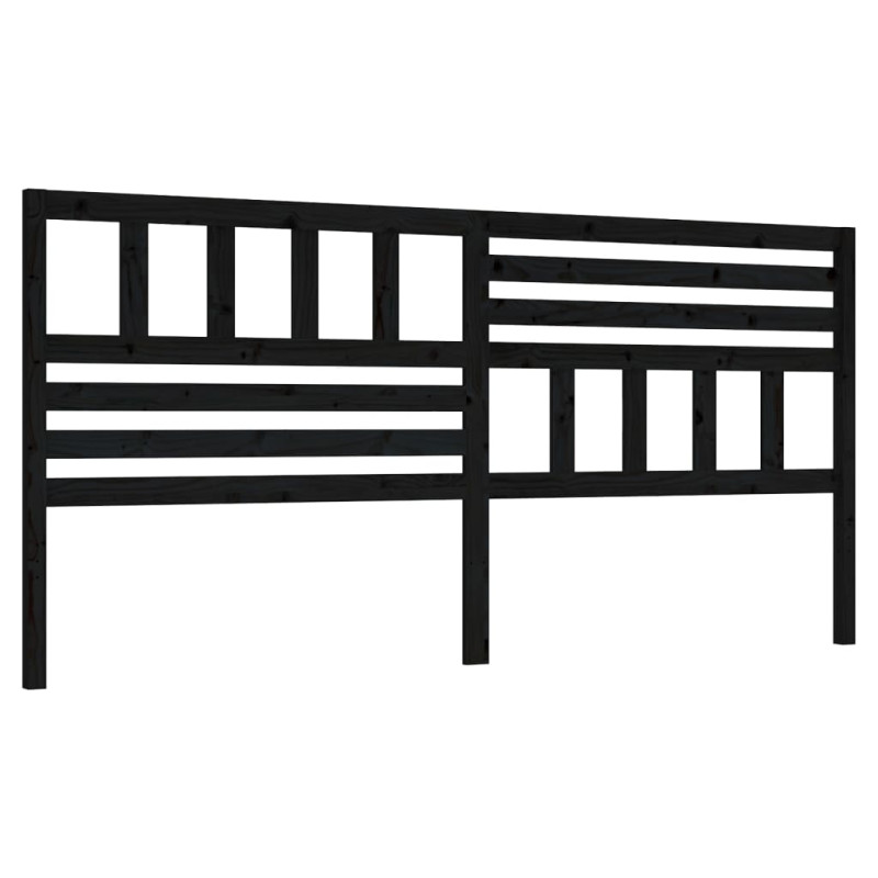 Wezgłowie łóżka, czarne, 206x4x100 cm, lite drewno sosnowe
