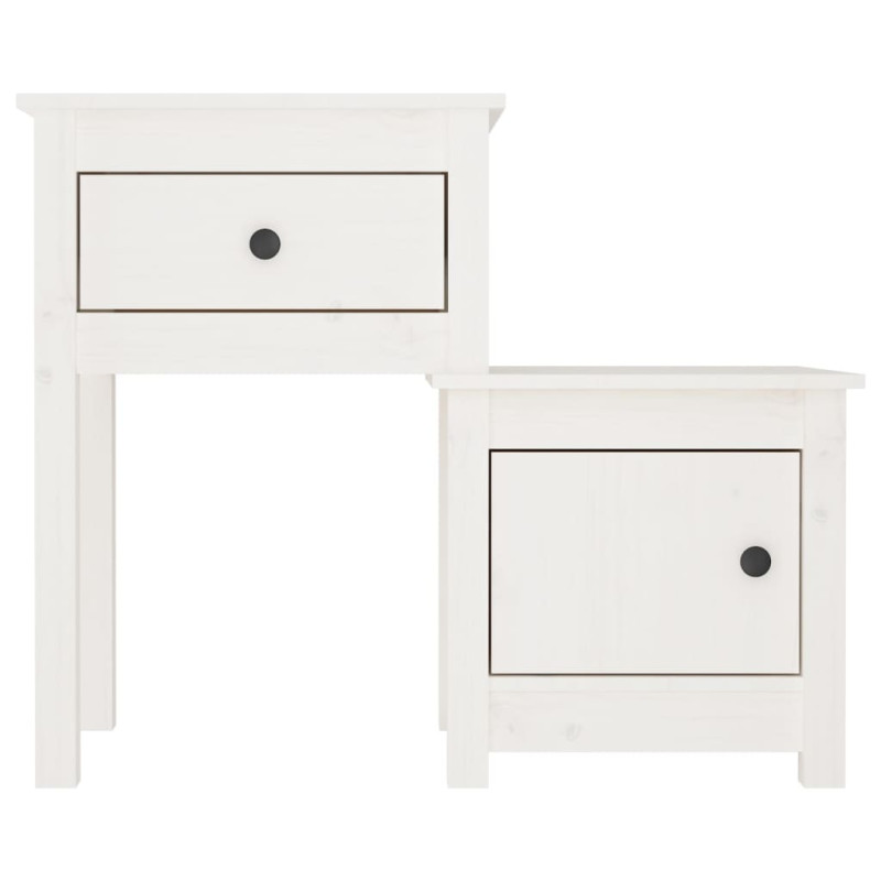 Szafki nocne, 2 szt, białe, 79,5x38x65,5 cm lite drewno sosnowe