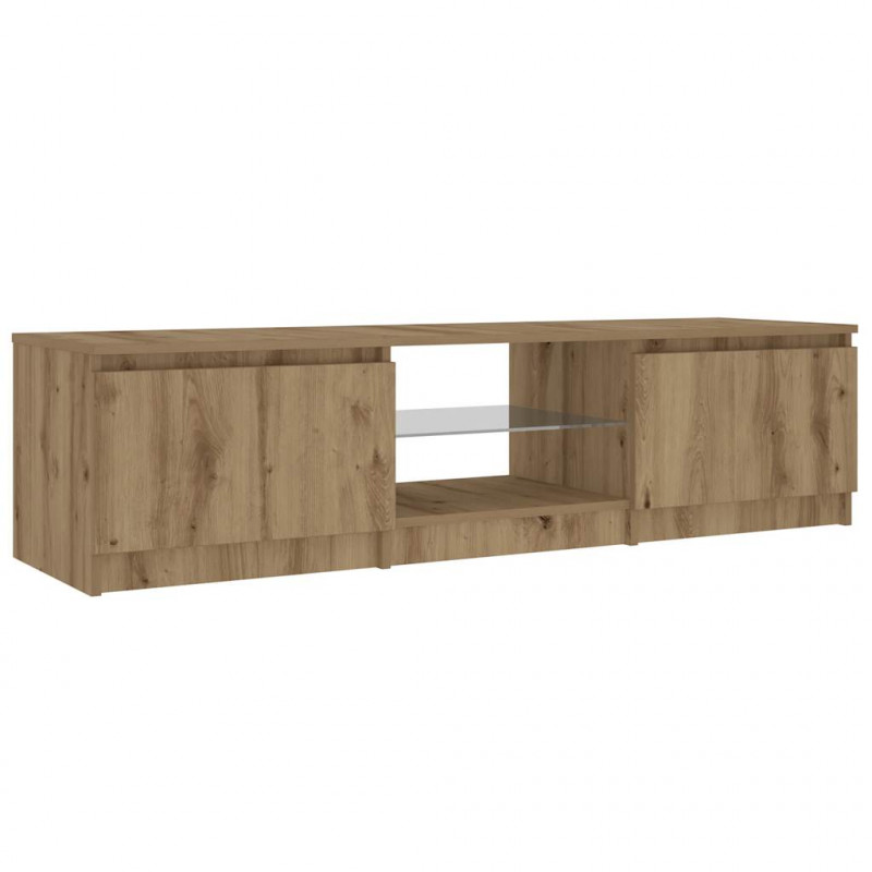 Szafka pod TV z oświetleniem LED, dąb artisan, 140x40x35,5 cm