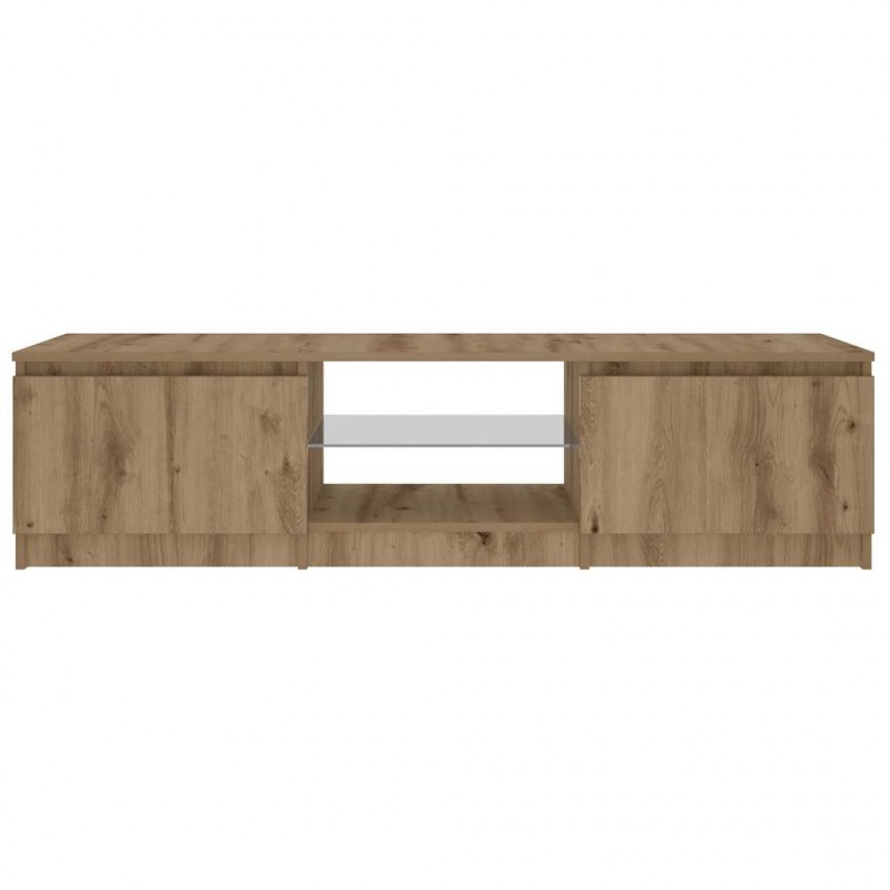 Szafka pod TV z oświetleniem LED, dąb artisan, 140x40x35,5 cm