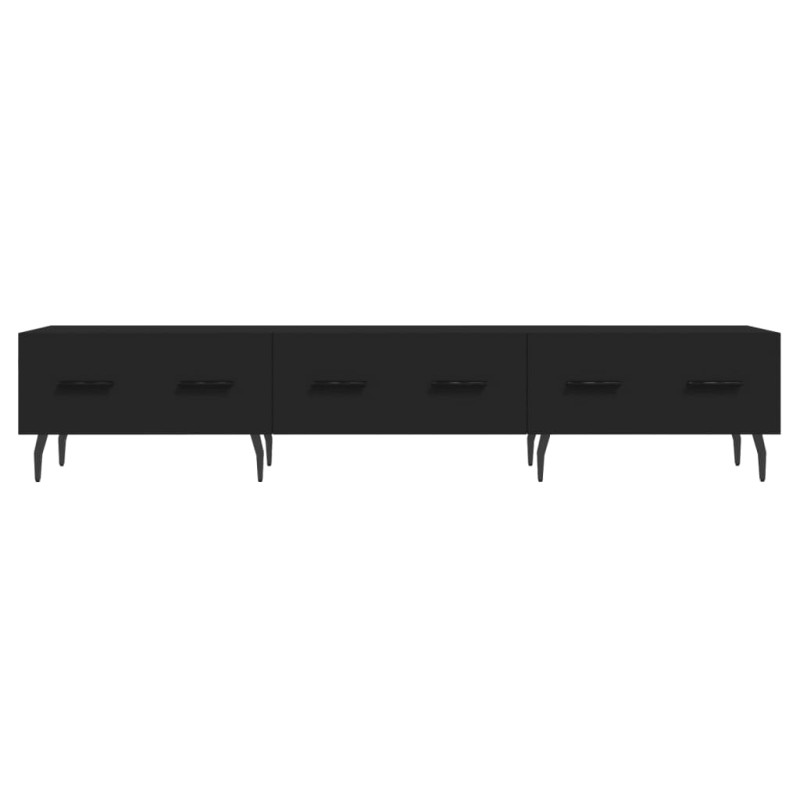 Szafka pod TV, czarna, 150x36x30 cm, materiał drewnopochodny