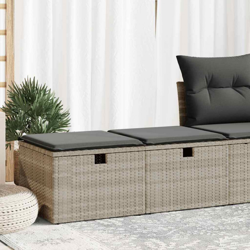 2-cz sofa ogrodowa z poduszkami, jasnoszary, rattan PE i akacja