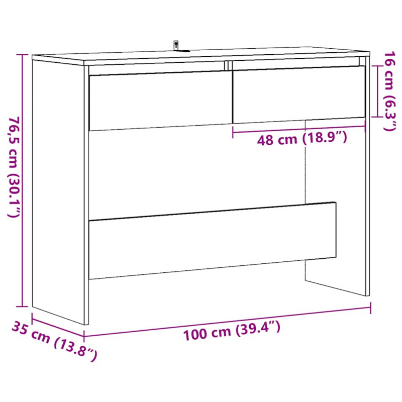 Stolik konsolowy, stare drewno, 100x35x76,5 cm