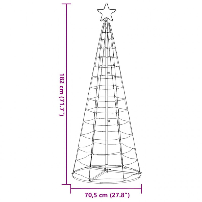 Stożkowa choinka z lampek, 200 niebieskich LED, 182 cm