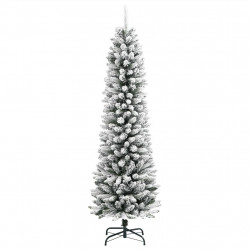 Sztuczna, smukła choinka pokryta śniegiem, 150 cm, PVC i PE