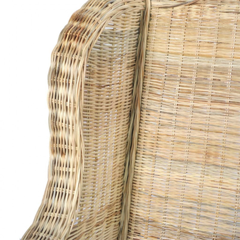 Fotel z poduszką, naturalny rattan i len