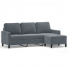3-osobowa sofa z podnóżkiem, ciemnoszary, 180 cm, aksamit