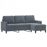 3-osobowa sofa z podnóżkiem, ciemnoszary, 180 cm, aksamit