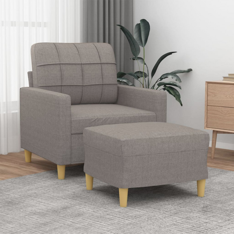 Fotel z podnóżkiem, taupe, 60 cm, obity tkaniną