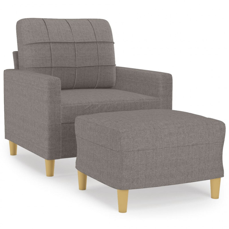 Fotel z podnóżkiem, taupe, 60 cm, obity tkaniną