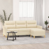 Sofa 3-osobowa, kremowa, 180 cm, tapicerowana tkaniną
