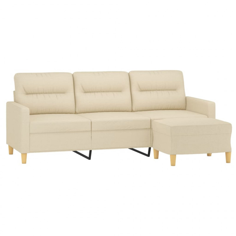 Sofa 3-osobowa, kremowa, 180 cm, tapicerowana tkaniną