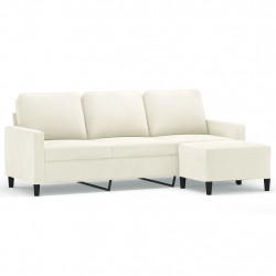 Sofa 3-osobowa, kremowa, 180 cm, tapicerowana aksamit