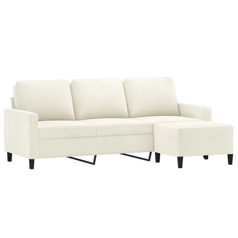 Sofa 3-osobowa, kremowa, 180 cm, tapicerowana aksamit