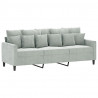 3-osobowa sofa z podnóżkiem, jasnoszara, 180 cm, aksamit