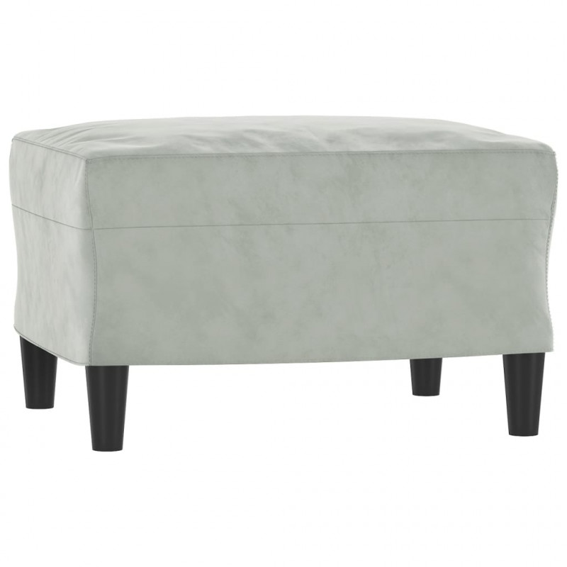 3-osobowa sofa z podnóżkiem, jasnoszara, 180 cm, aksamit