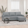 3-osobowa sofa z podnóżkiem, jasnoszara, 180 cm, tkaniną