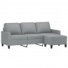 3-osobowa sofa z podnóżkiem, jasnoszara, 180 cm, tkaniną