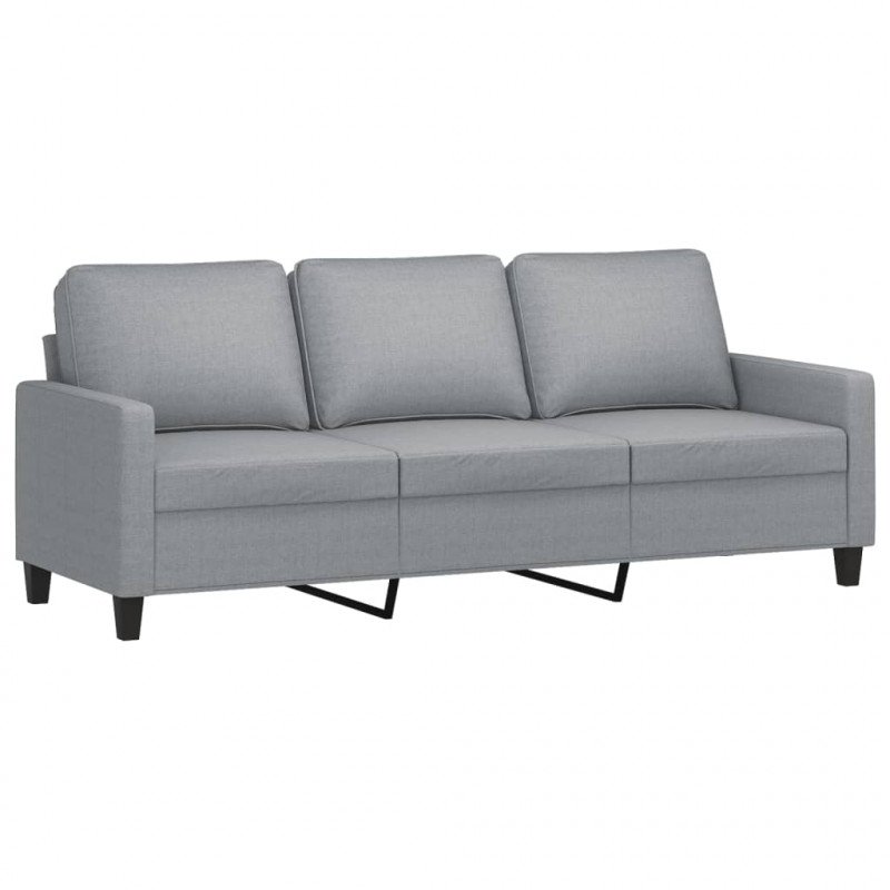 3-osobowa sofa z podnóżkiem, jasnoszara, 180 cm, tkaniną