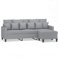 3-osobowa sofa z podnóżkiem, jasnoszara, 180 cm, tkaniną