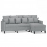 3-osobowa sofa z podnóżkiem, jasnoszara, 180 cm, tkaniną