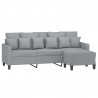 3-osobowa sofa z podnóżkiem, jasnoszara, 180 cm, tkaniną
