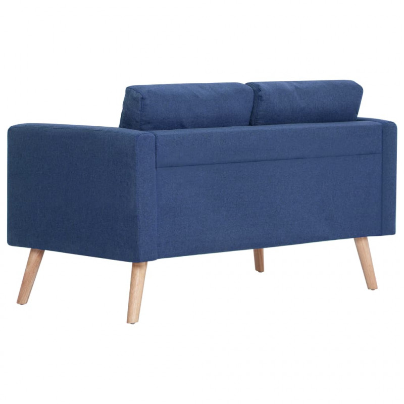 2-osobowa sofa tapicerowana tkaniną, niebieska